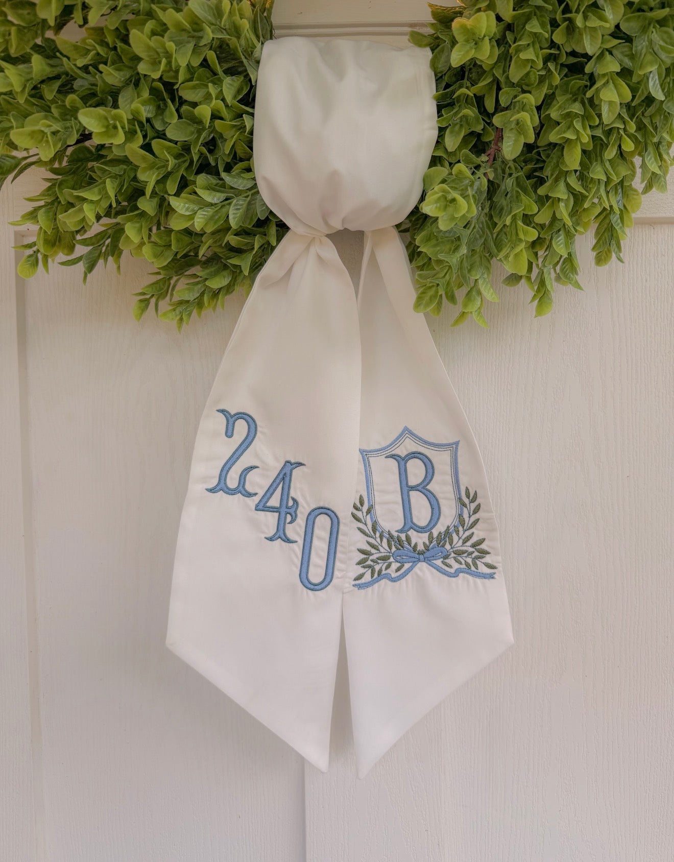 Personalized Embroidered Wreath Sash
