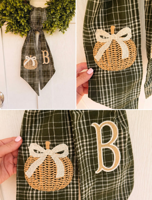 Pumpkin Fall Wreath Sash